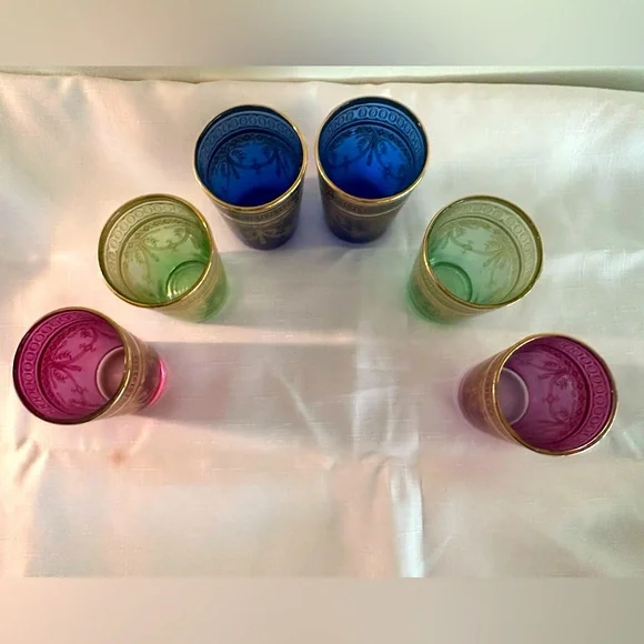 🌈✨ Set of 6 Moroccan Tea Glasses – Colorful, Gilded, & Ready to Party! 💃🍵🌿🌸 - Picture 3 of 16